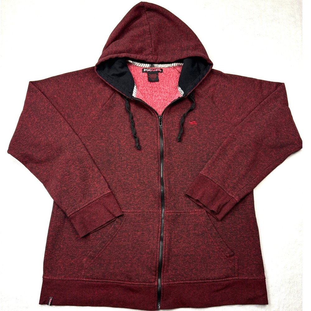Tony Hawk Mens XXL Burgundy Heather Sherpa Lined Full Zip Hoodie Sweatshirt